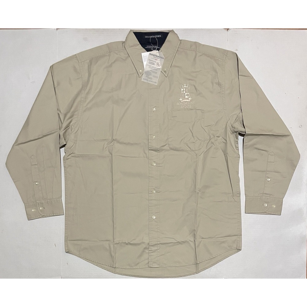 NWT Devon & Jones Men's Advantage Twill Long Sleeve Button Down Size XL Beige